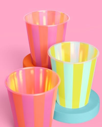 Vasos de Plástico Fetti Rosa y Verde para Fiesta en la Alberca | 16 piezas de 12 oz | Decoraciones Coloridas, Bebidas para Despedida de Soltera, - imagen 7