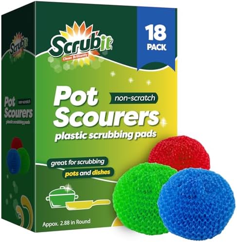 Fregador Redondo de Nylon SCRUBIT 18 - Estropajos de Colores Variados - Resistente y Duradero - No Ralla Utensilios de Cocina Antiadherentes - imagen 1