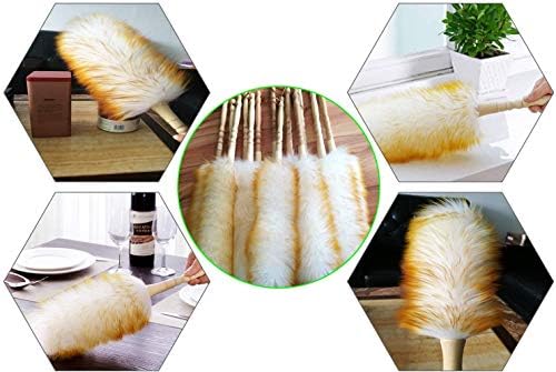 Duster de Plumas J&A de Lana de Cordero con Mango de Madera Sólido, Cabeza Flexible, Antiestático, 17.8 Pulgadas para Oficina, Hogar y Auto - imagen 7