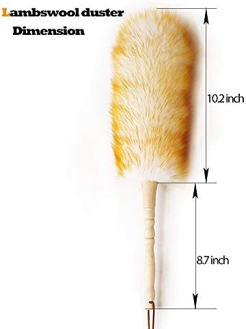 Duster de Plumas J&A de Lana de Cordero con Mango de Madera Sólido, Cabeza Flexible, Antiestático, 17.8 Pulgadas para Oficina, Hogar y Auto - imagen 8