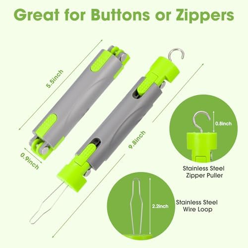 LYIGEOL Gancho de Botón con Tirador de Cremallera, Ayuda para Vestirse con una Mano, Herramienta Asistente de Botones y Cremallera para Personas - imagen 2