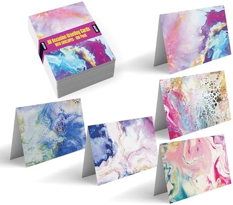 Paquete de 100 Tarjetas de Felicitación para Todas las Ocasiones Better Office Products, 4 x 6 pulgadas, 5 Diseños de Arte Abstracto, en Blanco con - imagen 1