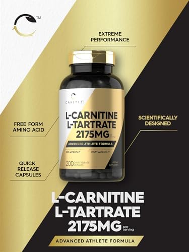 Carlyle L-Carnitina Tartrato 2175mg | 200 Cápsulas | Suplemento Avanzado para Atletas | Libre de Gluten y No GMO - imagen 3