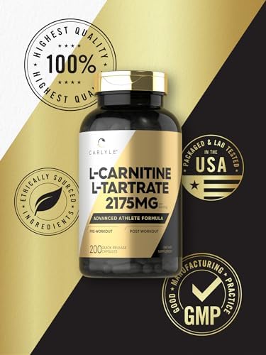 Carlyle L-Carnitina Tartrato 2175mg | 200 Cápsulas | Suplemento Avanzado para Atletas | Libre de Gluten y No GMO - imagen 5