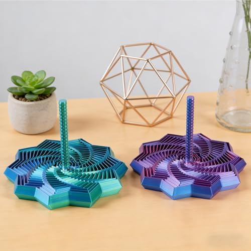 Juego de 2 Piezas de Estrella Sensorial Expandible Impresa en 3D, Hexágono Fractal de 4.3 Pulgadas con Mangos, Diseño Colorido en Espiral, Ideal para - imagen 3