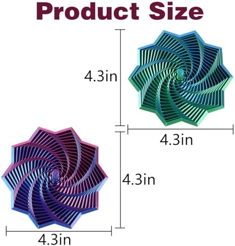 Juego de 2 Piezas de Estrella Sensorial Expandible Impresa en 3D, Hexágono Fractal de 4.3 Pulgadas con Mangos, Diseño Colorido en Espiral, Ideal para - imagen 4