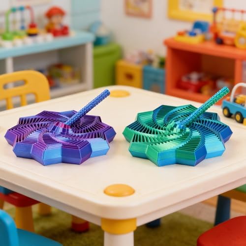 Juego de 2 Piezas de Estrella Sensorial Expandible Impresa en 3D, Hexágono Fractal de 4.3 Pulgadas con Mangos, Diseño Colorido en Espiral, Ideal para - imagen 5
