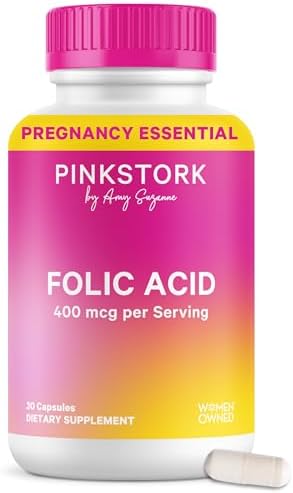 Suplemento de Ácido Fólico Pink Stork para Mujeres – 400mcg, Vitamina B9 Diaria para Apoyo Prenatal y Fertilidad, Ayuda en la Formación de Glóbulos - imagen 1