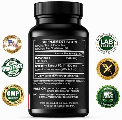 HCL HERBAL CODE LABS D-Mannosa con Extracto de Arándano en Cápsulas 1500mg – Suplemento de Alta Potencia para el Tracto Urinario – 60 Cápsulas No GMO - imagen 2