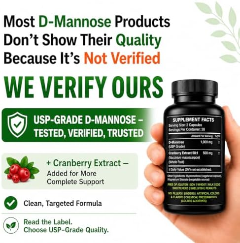 HCL HERBAL CODE LABS D-Mannosa con Extracto de Arándano en Cápsulas 1500mg – Suplemento de Alta Potencia para el Tracto Urinario – 60 Cápsulas No GMO - imagen 3