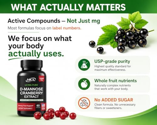 HCL HERBAL CODE LABS D-Mannosa con Extracto de Arándano en Cápsulas 1500mg – Suplemento de Alta Potencia para el Tracto Urinario – 60 Cápsulas No GMO - imagen 6