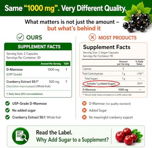 HCL HERBAL CODE LABS D-Mannosa con Extracto de Arándano en Cápsulas 1500mg – Suplemento de Alta Potencia para el Tracto Urinario – 60 Cápsulas No GMO - imagen 7