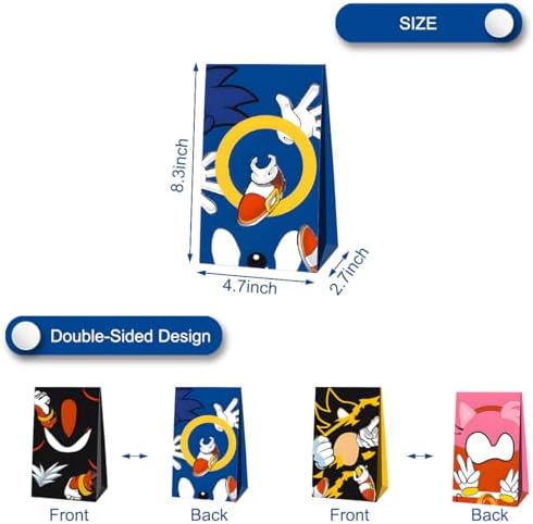 Bolsas de Regalo de Fiesta de Erizo Azul, Suministros para Fiesta con Tema de Erizo Azul - imagen 2