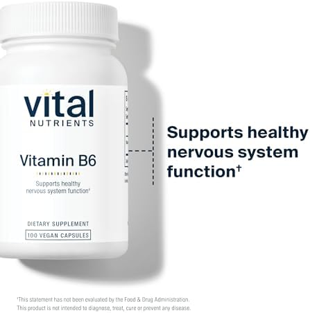 Vitaminas B6 Vital Nutrients - Pyridoxina HCl Vegana para Sistema Nervioso, Salud Muscular y Ósea - 100 Cápsulas Sin Gluten, Lácteos ni Soja - imagen 6