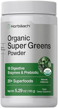 Horbäach Polvo de Verduras Orgánico | Suplemento de 5.29 oz | Con 20+ Superalimentos, 18 Enzimas Digestivas y Prebióticos | Alivia Gas, Incomodidad y - imagen 1