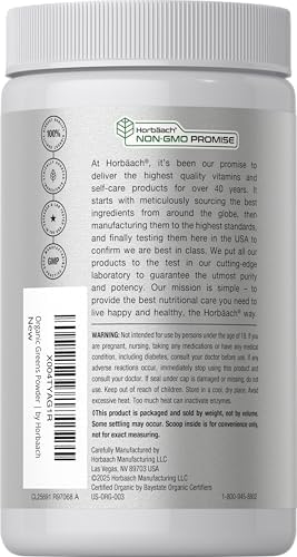 Horbäach Polvo de Verduras Orgánico | Suplemento de 5.29 oz | Con 20+ Superalimentos, 18 Enzimas Digestivas y Prebióticos | Alivia Gas, Incomodidad y - imagen 3