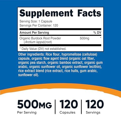Nutricost Raíz de Bardana 500mg, 120 Cápsulas - Sin Gluten, No OGM, Apto para Vegetarianos - imagen 2