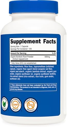 Nutricost Raíz de Bardana 500mg, 120 Cápsulas - Sin Gluten, No OGM, Apto para Vegetarianos - imagen 5