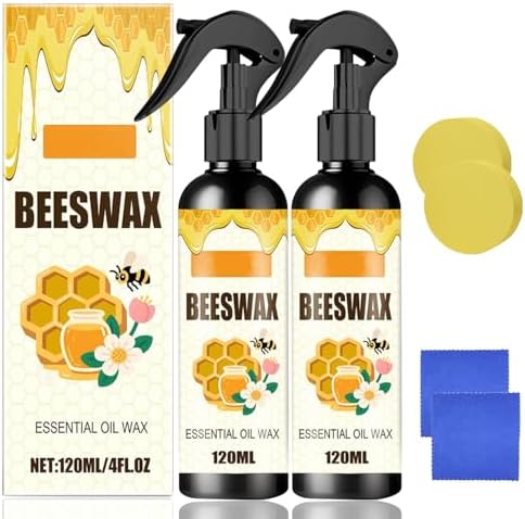Egmsic 2 Piezas Spray de Cera de Abeja, Pulidor Natural para Muebles, Limpiador en Spray para Madera, Ideal para Salas, Cocinas, Mesas y Gabinetes - imagen 1