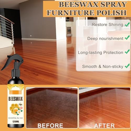 Egmsic 2 Piezas Spray de Cera de Abeja, Pulidor Natural para Muebles, Limpiador en Spray para Madera, Ideal para Salas, Cocinas, Mesas y Gabinetes - imagen 2