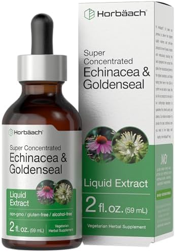 Tinte líquido de Echinacea y Goldenseal Horbäach | 2 fl oz | Extracto sin alcohol | Suplemento vegetariano, sin OGM y sin gluten - imagen 1