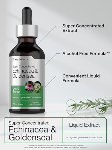 Tinte líquido de Echinacea y Goldenseal Horbäach | 2 fl oz | Extracto sin alcohol | Suplemento vegetariano, sin OGM y sin gluten - imagen 4