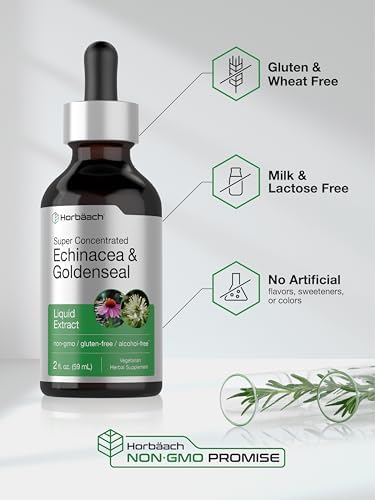 Tinte líquido de Echinacea y Goldenseal Horbäach | 2 fl oz | Extracto sin alcohol | Suplemento vegetariano, sin OGM y sin gluten - imagen 5