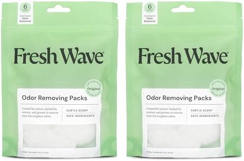 Packs Eliminadores de Olores Fresh Wave | 2 Bolsas de 6 Cada Una | Alivio Natural para Espacios Pequeños | Eliminador de Olores a Base de Plantas | - imagen 1