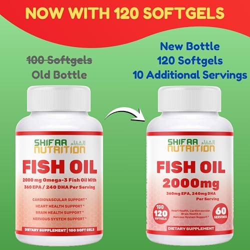 Aceite de Pescado Omega 3 Halal 2000mg - 60 Porciones, 120 Cápsulas Blandas. Capturado en la Naturaleza, Purificado, Amigable con Keto, Sin OGM y Sin - imagen 2