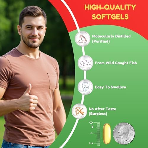 Aceite de Pescado Omega 3 Halal 2000mg - 60 Porciones, 120 Cápsulas Blandas. Capturado en la Naturaleza, Purificado, Amigable con Keto, Sin OGM y Sin - imagen 7