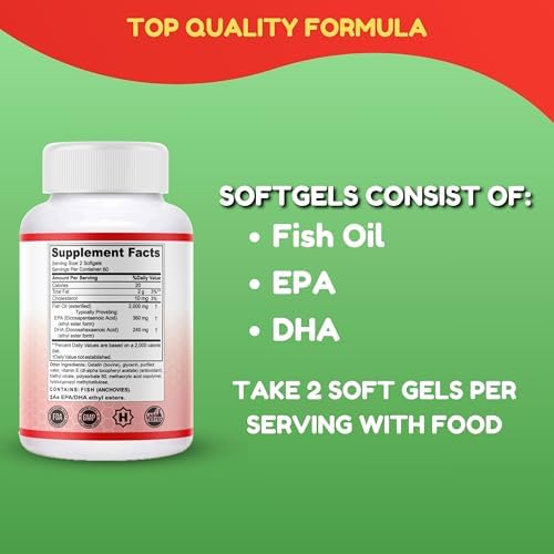 Aceite de Pescado Omega 3 Halal 2000mg - 60 Porciones, 120 Cápsulas Blandas. Capturado en la Naturaleza, Purificado, Amigable con Keto, Sin OGM y Sin - imagen 8