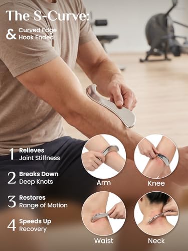 Set de Gua Sha y Raspador Muscular Rena Chris, Acero Inoxidable para Masaje de Tejido Profundo y Drenaje Linfático, Incluye Guía y Bolsa de Viaje - imagen 4