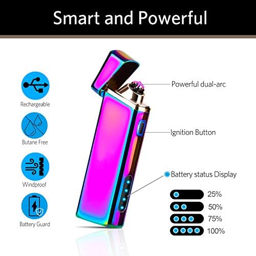 Encendedor Plasma Eléctrico a Prueba de Viento - Recargable por USB, Indicador de Batería Mejorado - Multicromo - imagen 2
