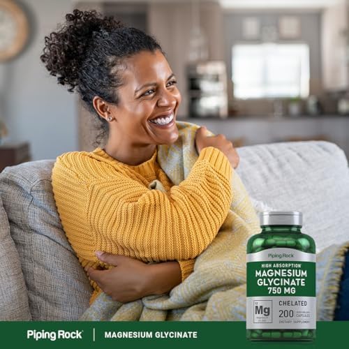Cápsulas de Magnesio Glicinato Piping Rock | 750mg | 200 Píldoras | Suplemento Quelado | Alta Absorción | Sin OGM y Sin Gluten - imagen 6