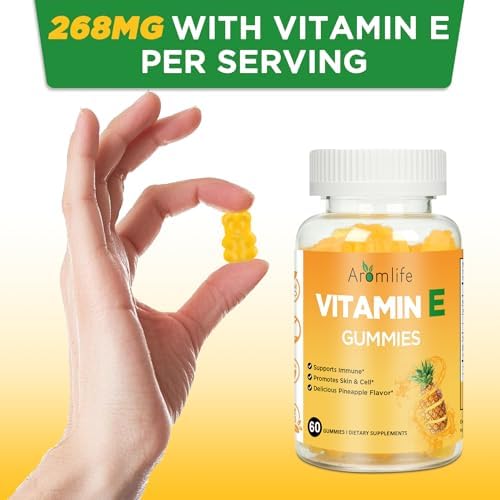 Gomitas de Vitamina E Aromlife 400 IU para Inmunidad, 268mg por Porción, 60 Piezas Sabor Piña, Sin Azúcar y Sin Gluten, Brillo de Piel y Bienestar - imagen 3