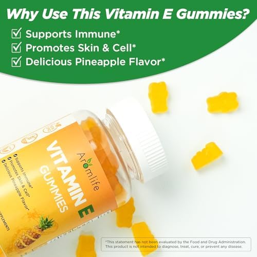 Gomitas de Vitamina E Aromlife 400 IU para Inmunidad, 268mg por Porción, 60 Piezas Sabor Piña, Sin Azúcar y Sin Gluten, Brillo de Piel y Bienestar - imagen 4