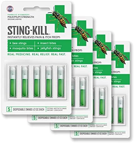 Swabs Anestésicos Desechables Sting-Kill, Alivio Máximo para Picaduras, 5 Piezas (Paquete de 4) - imagen 1