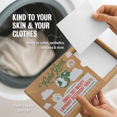 Hojas de Detergente para Ropa Rebel Green Small But Mighty - Solución Ecológica - 40 Hojas Pre-Dosificadas para 80 Lavados, Aroma de Lavanda y Pomelo - imagen 3