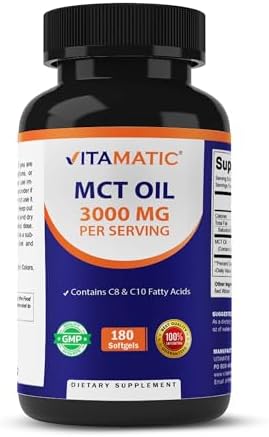 Aceite MCT Vitamatic 3000 mg por porción - 180 Softgels - a base de aceite de coco - Contiene 55% ácido caprílico C8 y 40% ácido cáprico C10 - imagen 1