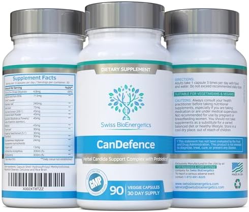 Swiss BioEnergetics CanDefence — Suplemento Digestivo Herbal y Probiótico con Ácido Caprílico, Orégano, Ajo, Aloe Vera, Probióticos y Zinc — 90 - imagen 4