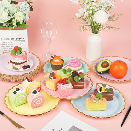 Platos Desechables de Papel Peony Man 48 Pzs, 9 Pulgadas, Coloridos con Borde Dorado para Fiestas, Bodas y Baby Shower - imagen 4
