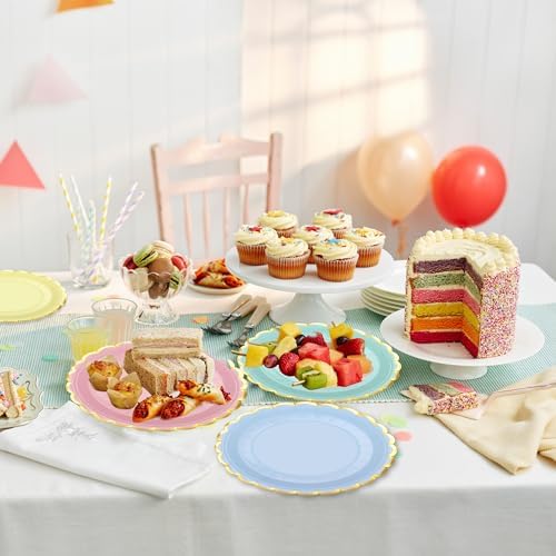 Platos Desechables de Papel Peony Man 48 Pzs, 9 Pulgadas, Coloridos con Borde Dorado para Fiestas, Bodas y Baby Shower - imagen 7