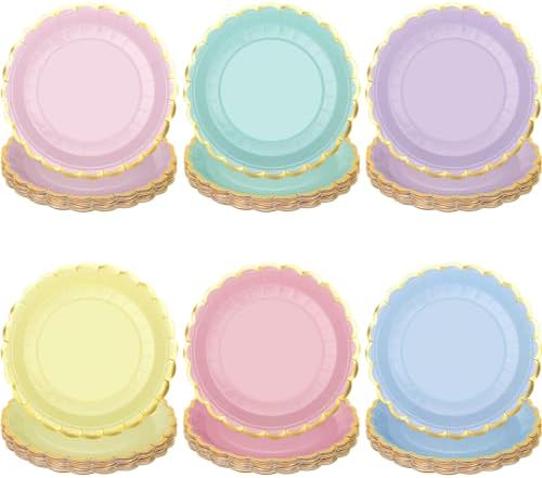 Platos Desechables de Papel Peony Man 48 Pzs, 9 Pulgadas, Coloridos con Borde Dorado para Fiestas, Bodas y Baby Shower - imagen 8
