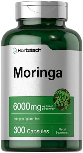 Horbäach Moringa Oleifera | 300 Cápsulas en Polvo | Superalimento Verde Completo | Fórmula Extracto Sin OGM y Libre de Gluten - imagen 1