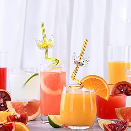 24 Popotes Reutilizables con Corona Brillante para Fiesta de Princesa - 6 Diseños, Perfectos para Suministros de Cumpleaños con 2 Cepillos de Limpieza - imagen 4