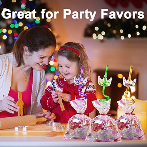 24 Popotes Reutilizables con Corona Brillante para Fiesta de Princesa - 6 Diseños, Perfectos para Suministros de Cumpleaños con 2 Cepillos de Limpieza - imagen 6