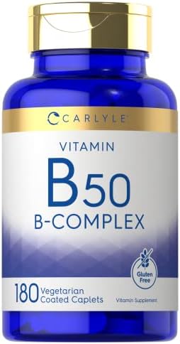 Carlyle Complejo de Vitamina B50 | 180 Tabletas | Vegetariano, Sin OGM, Sin Gluten - imagen 1