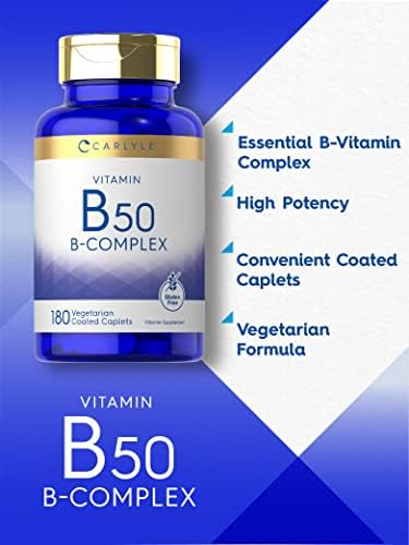 Carlyle Complejo de Vitamina B50 | 180 Tabletas | Vegetariano, Sin OGM, Sin Gluten - imagen 3