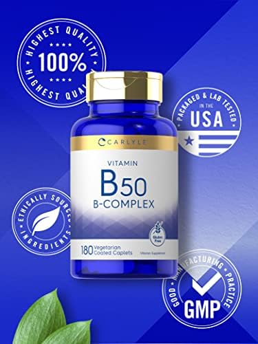 Carlyle Complejo de Vitamina B50 | 180 Tabletas | Vegetariano, Sin OGM, Sin Gluten - imagen 5