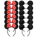 Diadema de Orejas de Ratón CHuangQi 12 Piezas, Color Negro y Rojo con Lazo, Ideal para Fiestas de Cumpleaños y Celebraciones para Niños y Niñas - imagen 1